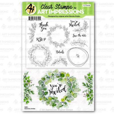 Art Impressions Florals Clear Stamps - Greenery Invites
